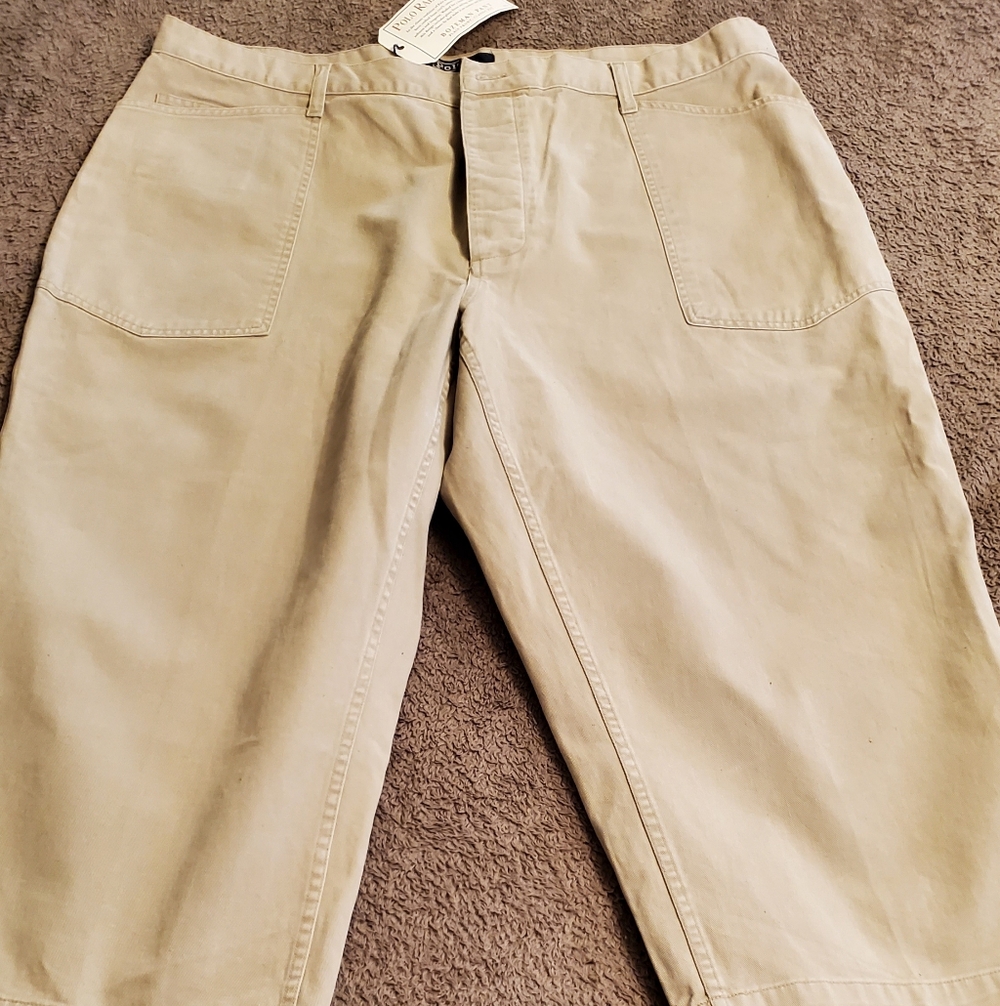 Ralph Lauren Jeans Womens Size 42 Biege Capri Vintage Button Fly Ladies